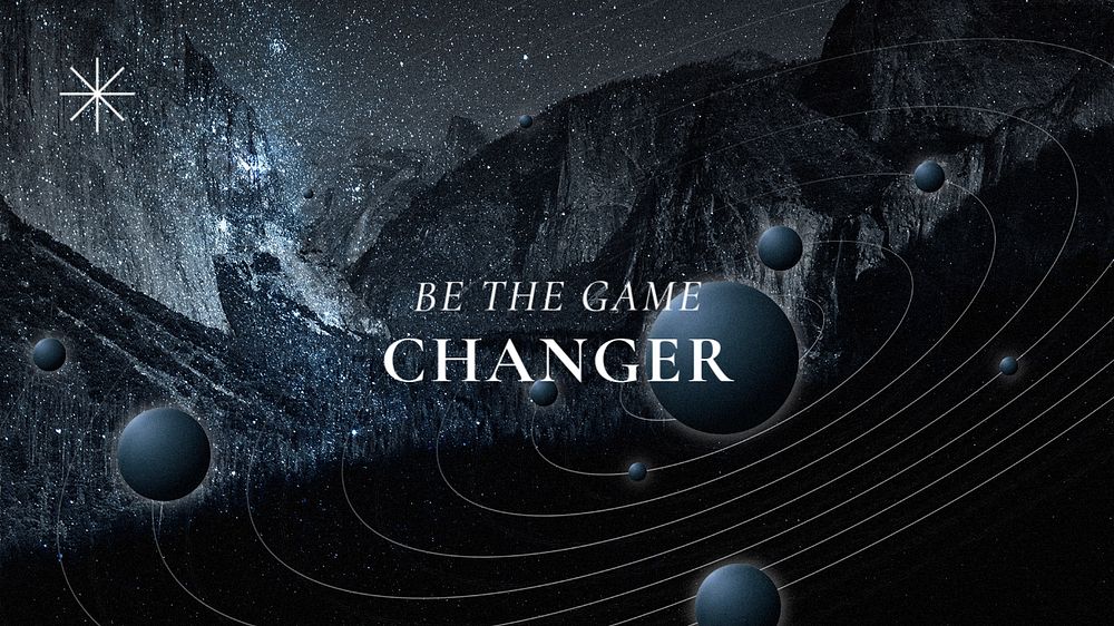 Game changer desktop wallpaper template, editable text with outer space design