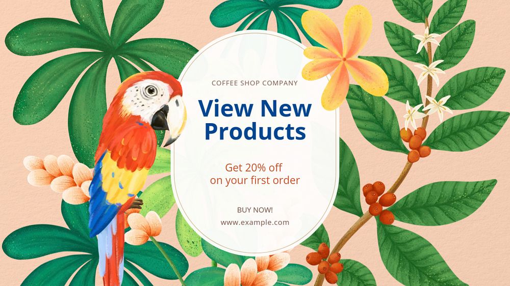 Shop promotion blog banner template, editable hand-drawn nature