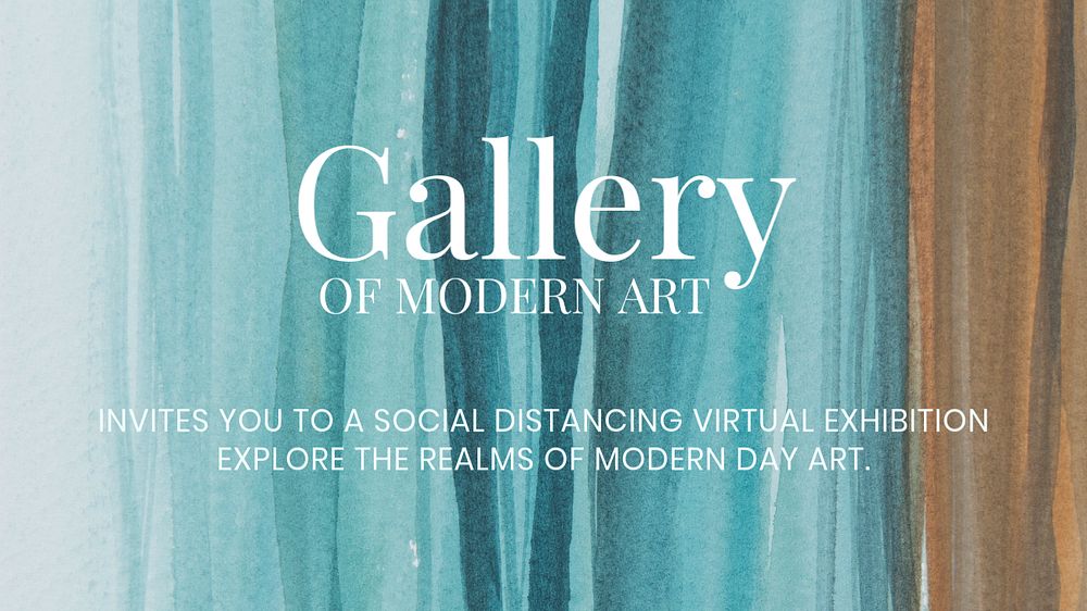 Art gallery Facebook cover template, watercolor editable design