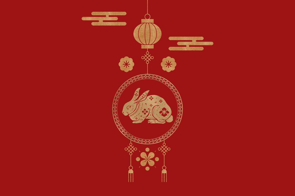 Chinese zodiac rabbit red background