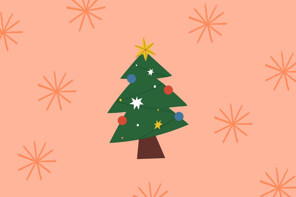 Christmas tree, cute illustration background