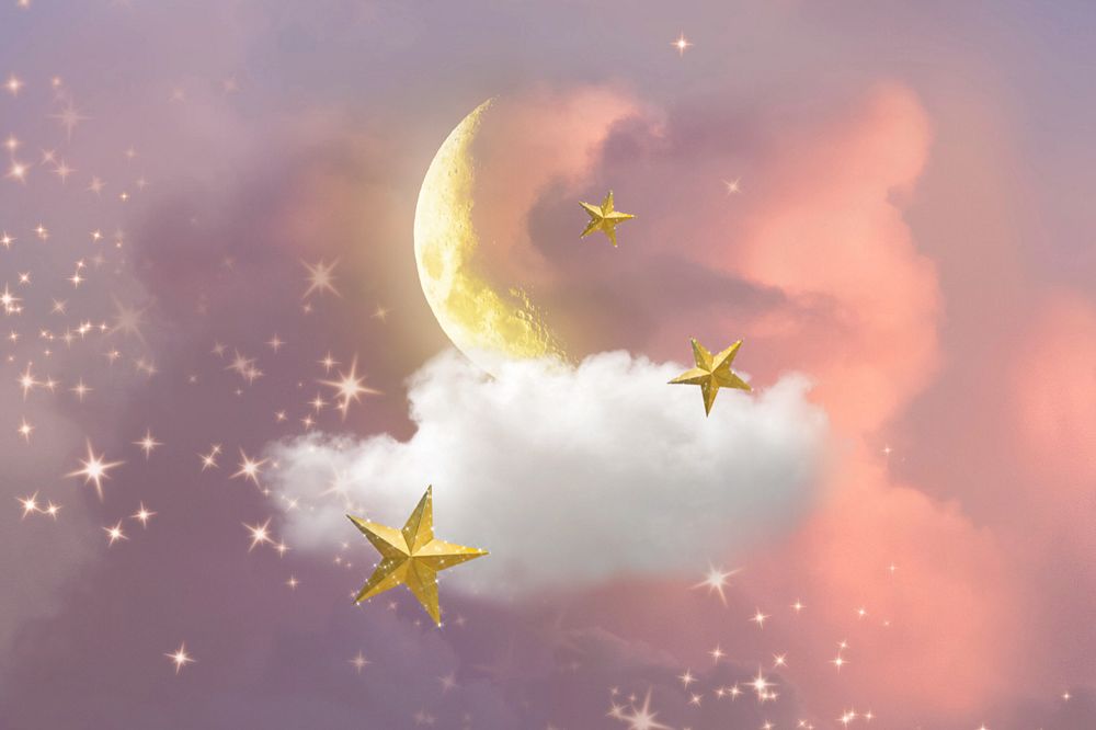 Moon aesthetic sky background, sparkling stars design