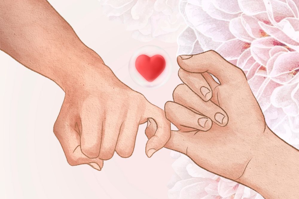 Aesthetic promise hands background, pink design