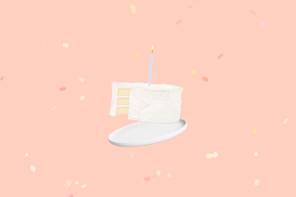 Birthday cake peachy background, vanilla cake design