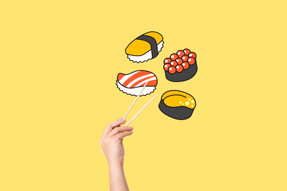 Sushi food yellow background, food & drink design