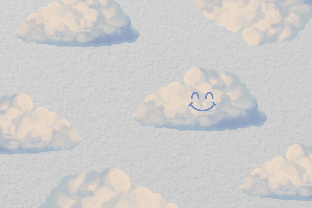 Blue smiling cloud pattern background