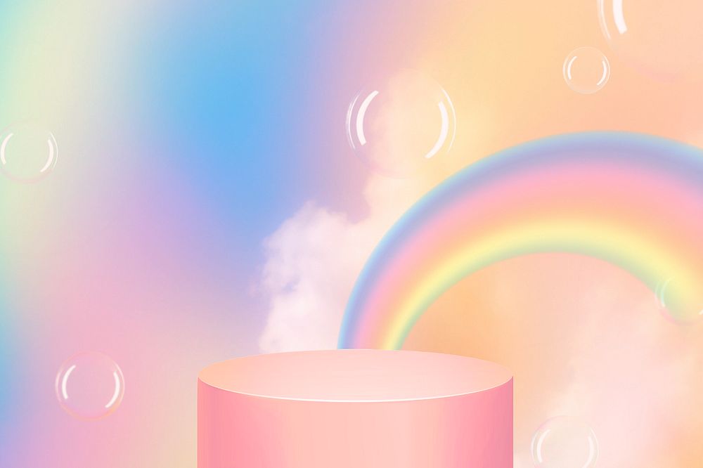 3D product backdrop, rainbow pastel editable design