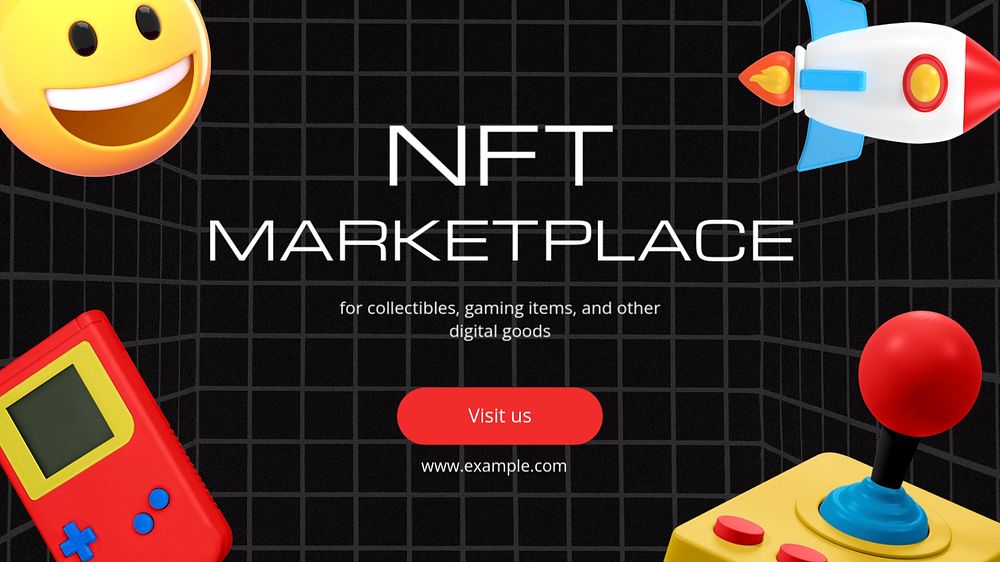 NFT marketplace PowerPoint presentation template, editable design