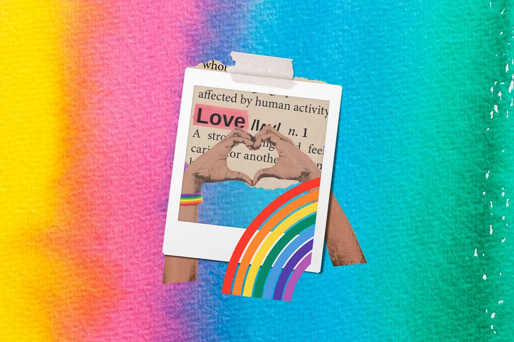 Aesthetic pride month background, instant photo design