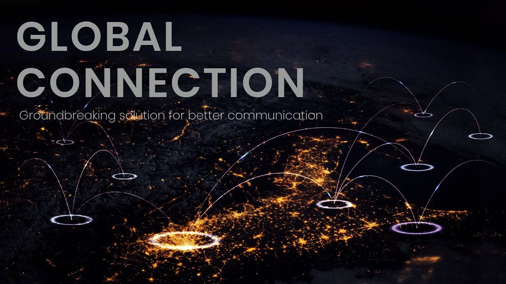 Global connection blog banner template, editable digital network design