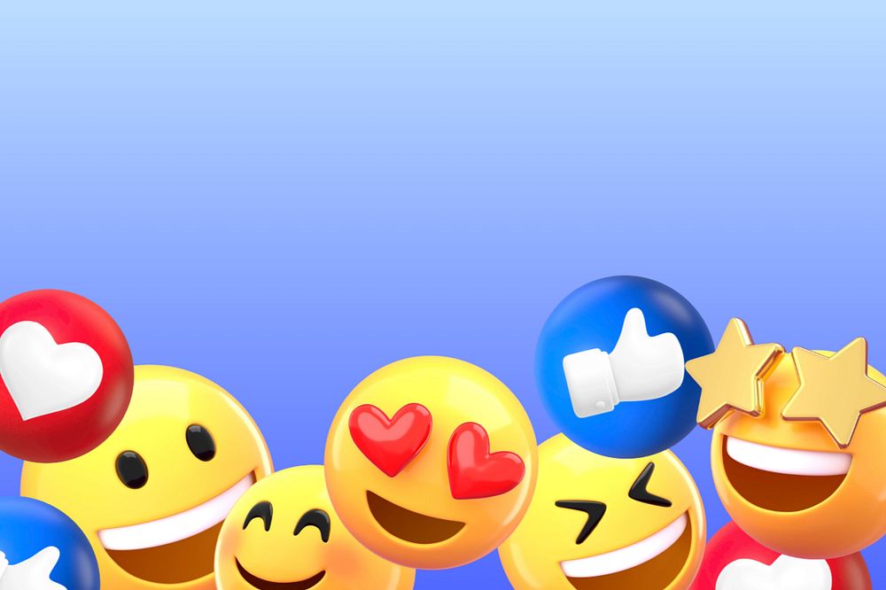 Cute emoticons border background, 3D rendering, editable design