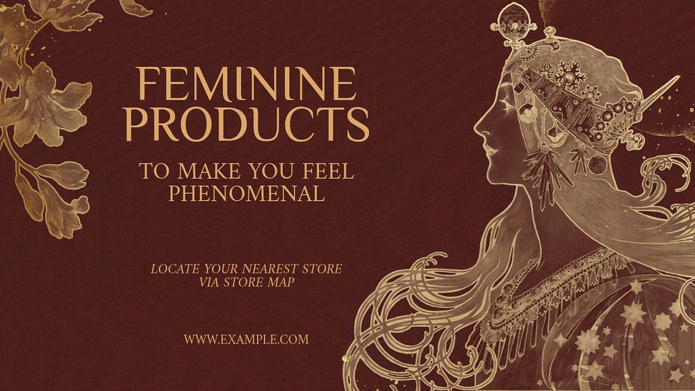 Art Nouveau blog banner template, editable woman design, remixed by rawpixel