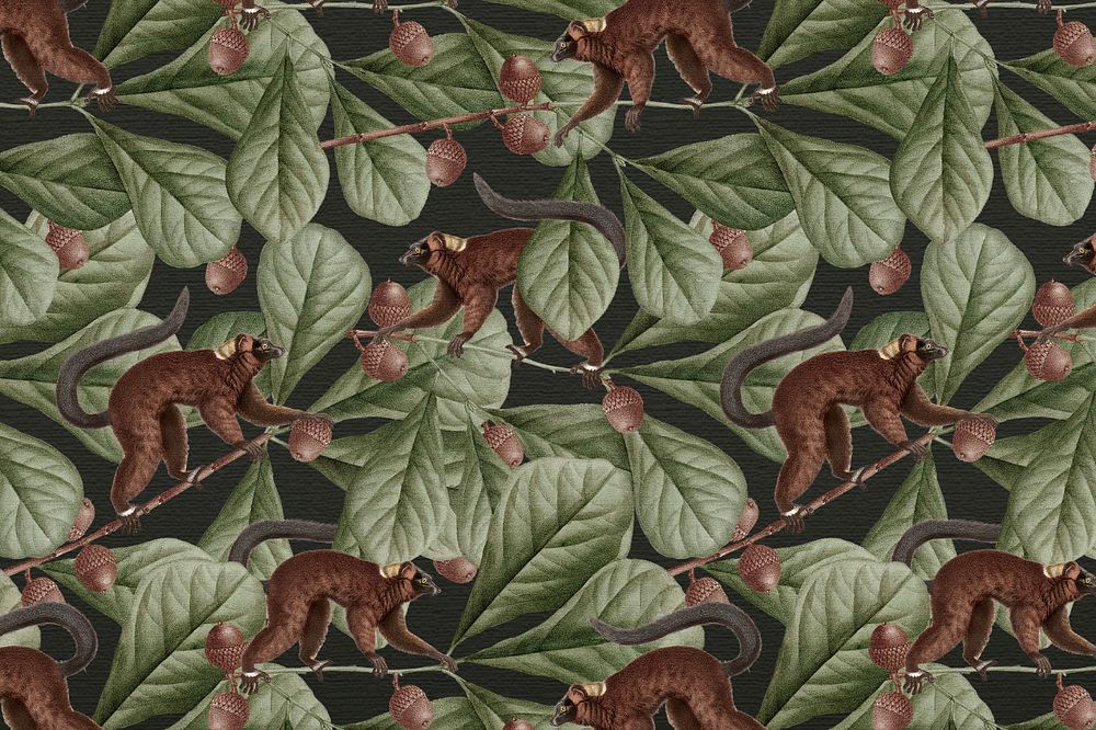 Vintage lemur pattern background, editable design