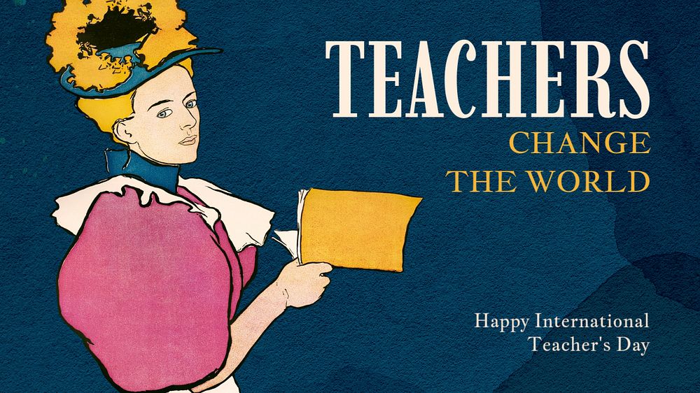 Teacher's day blog banner template, editable Art Nouveau design, remixed by rawpixel