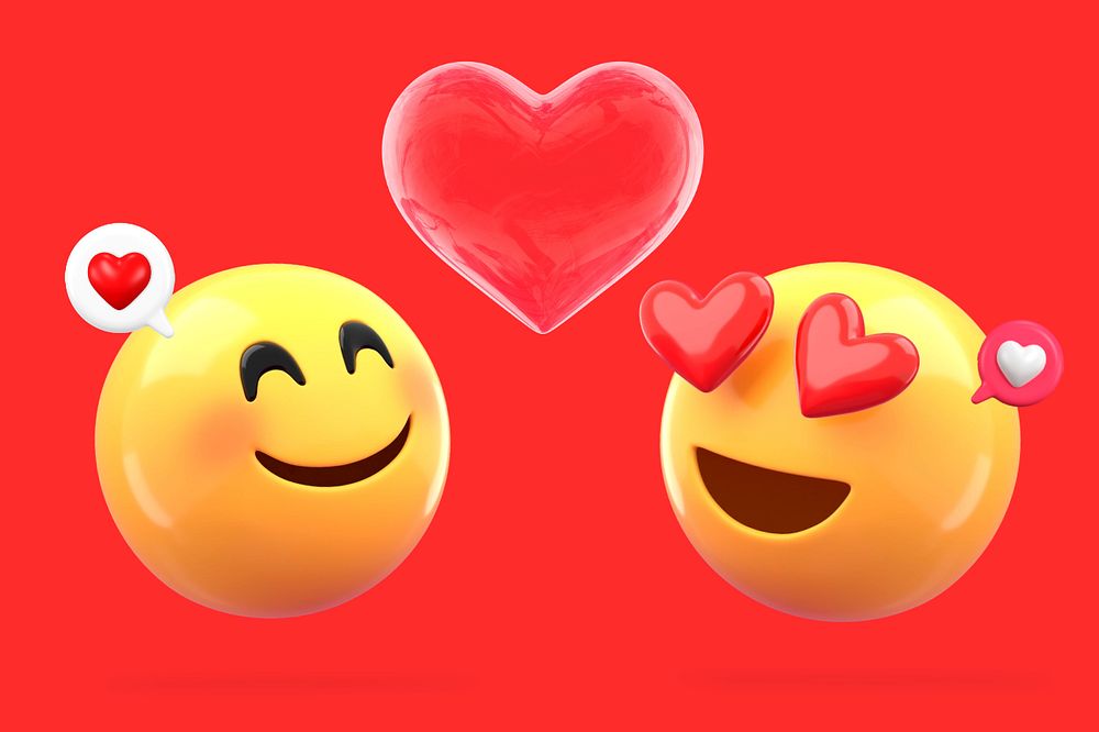 Love emoticons background, red Valentine's celebration, editable design