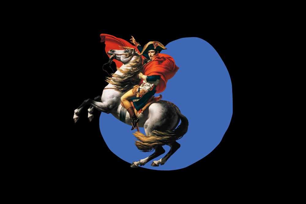 Napoleon on a horse background, editable design. Remixed by rawpixel.