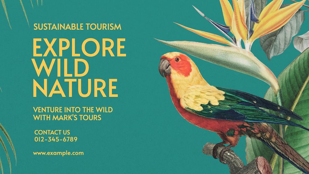 Exotic bird blog banner template, editable design