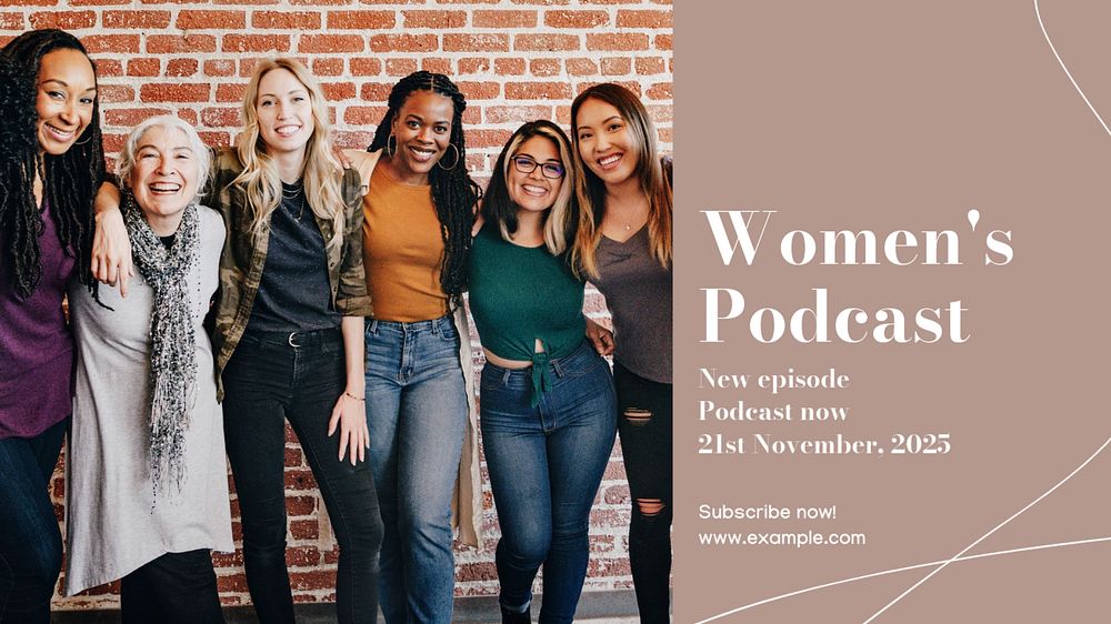 Women's podcast blog banner template, editable design