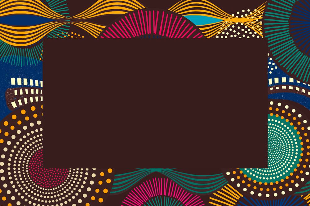 African tribal pattern frame background, colorful abstract style, editable design