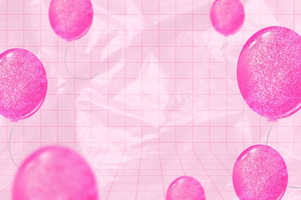 Pink balloons border background, editable festive design