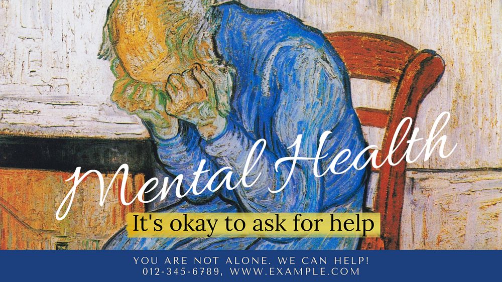 Mental health blog banner template, editable Van Gogh's famous painting design, remixed by rawpixel