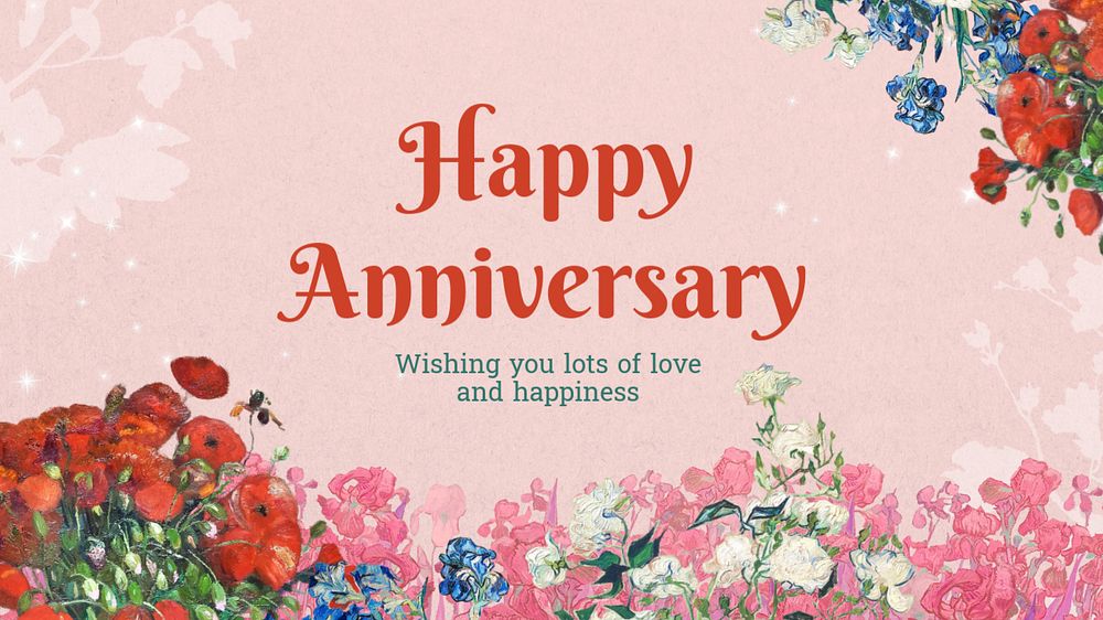 Happy anniversary blog banner template, editable  design. Famous art, remixed by rawpixel.