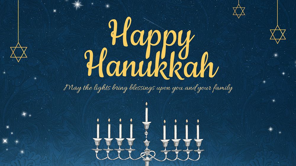 Happy Hanukkah blog banner template, editable  design. Famous art, remixed by rawpixel.