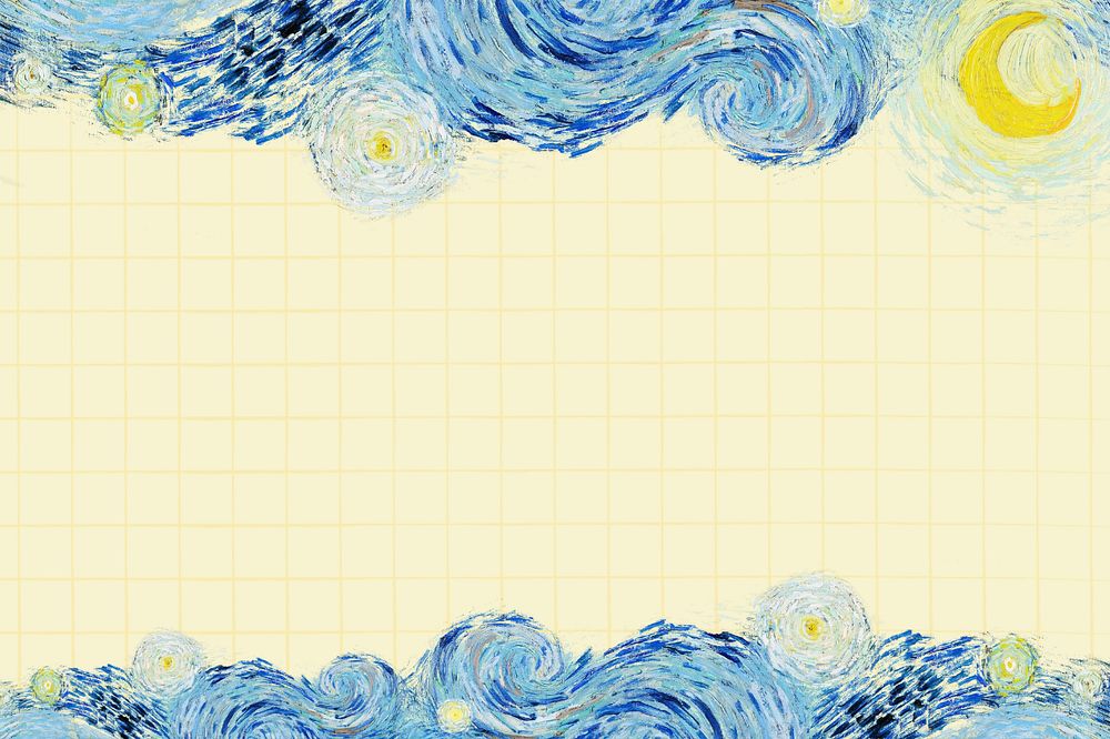 Starry Night border yellow background, Van Gogh's vintage illustration, remixed by rawpixel