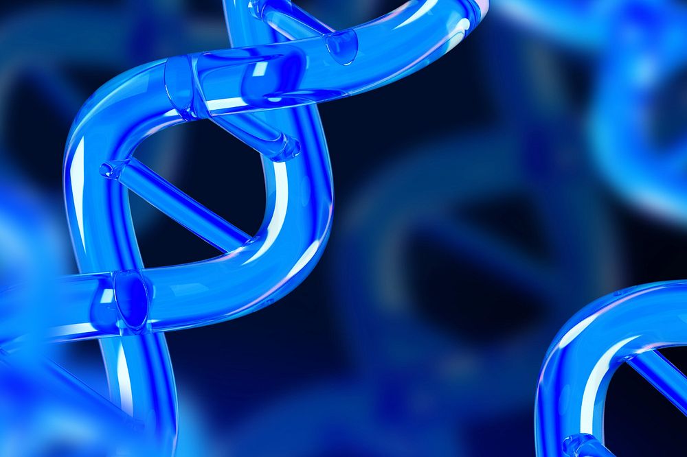 Editable DNA helix blue background, science remix design