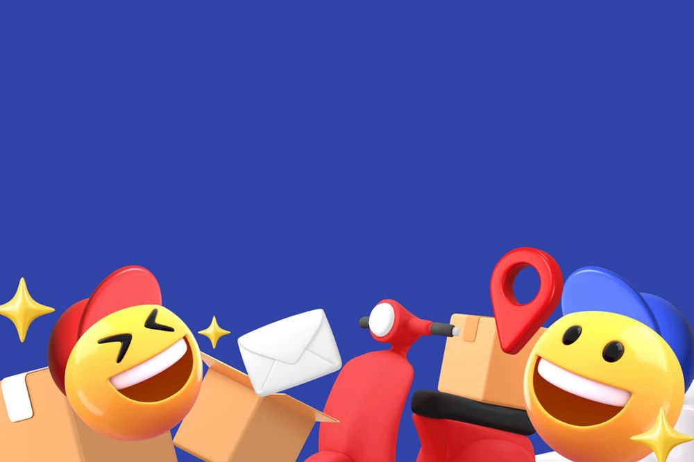 3D Delivery service background, emoticons border editable illustration