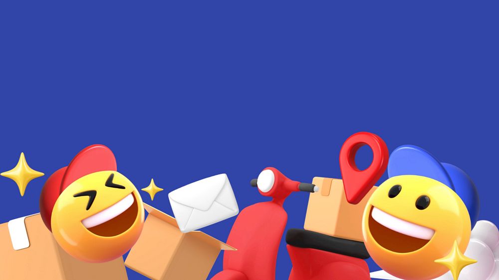 3D Delivery service HD wallpaper, emoticons border editable illustration