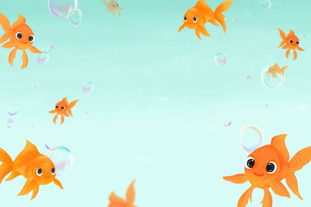 Goldfish bubbles background, editable illustration border