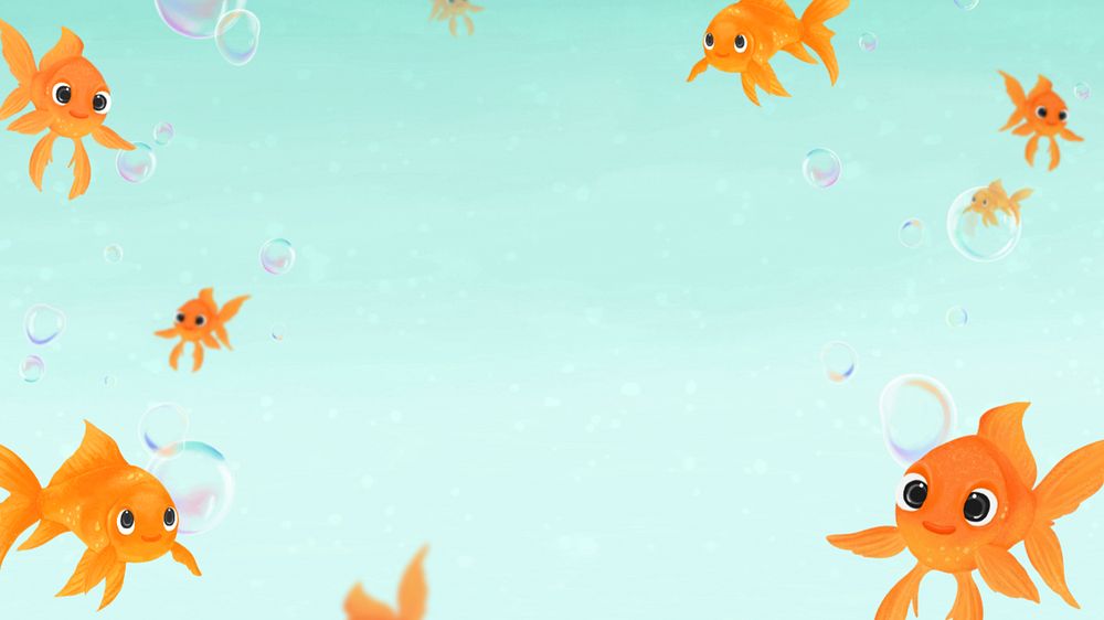 Goldfish bubbles desktop wallpaper, customizable illustration background 