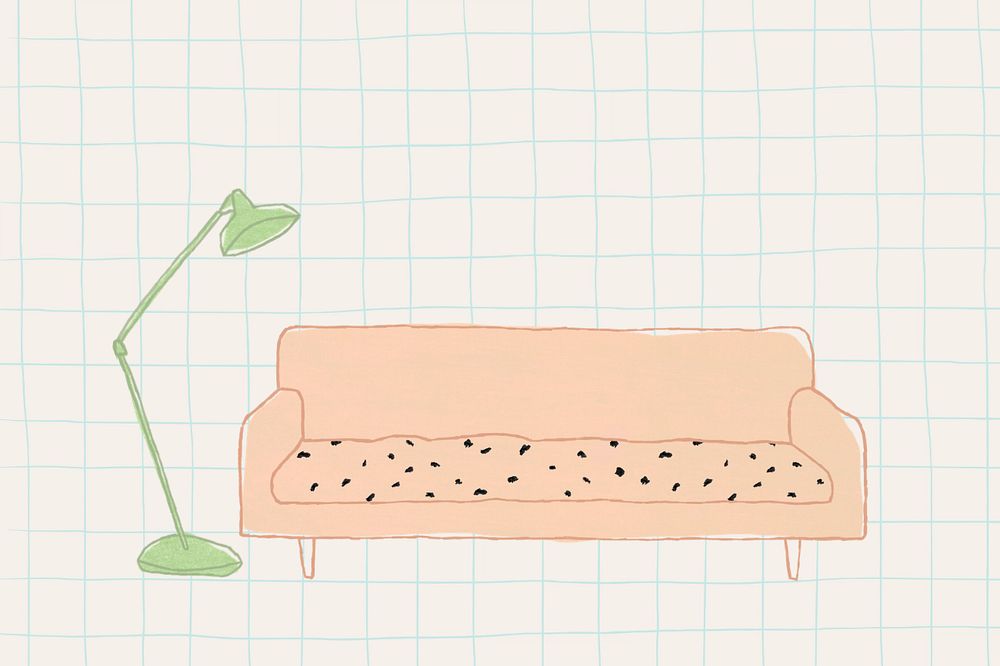 Living room background, editable doodle illustration