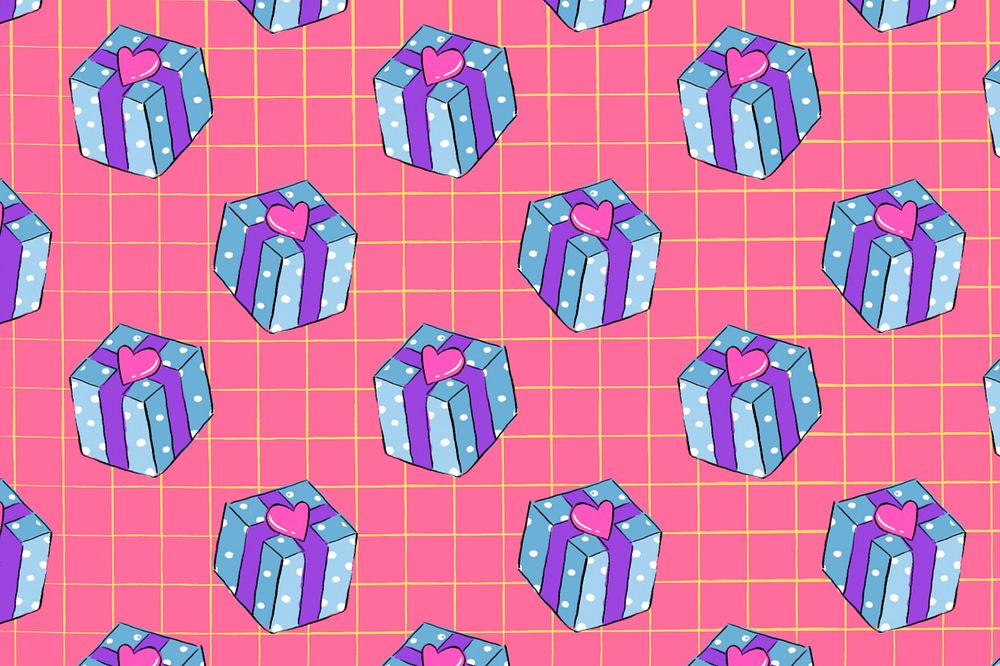 Birthday gift pattern, pink background, editable design