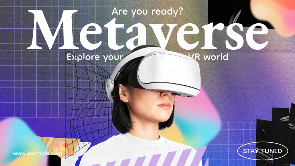 VR metaverse world banner template, editable design