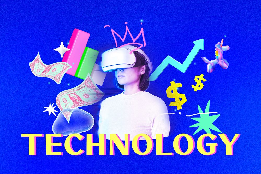 Editable VR technology collage remix design