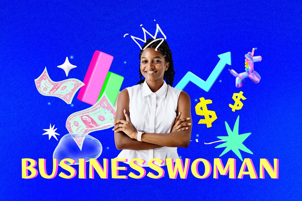 Editable businesswoman collage remix design