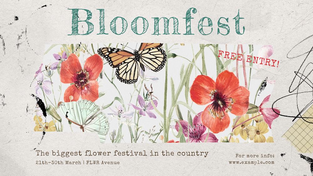 Flower festival Facebook cover template, editable design