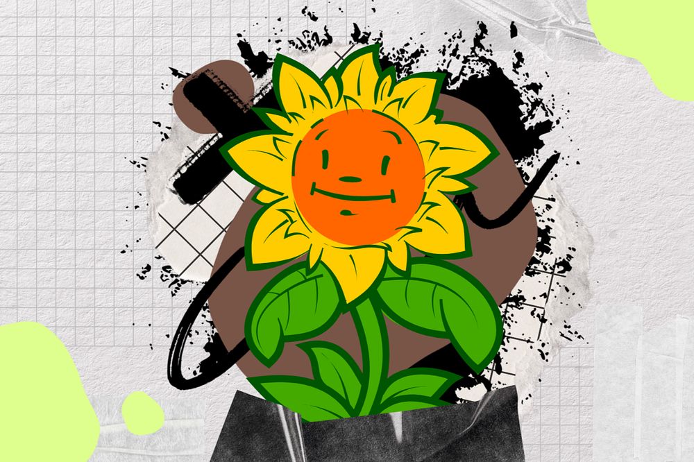 Cute sunflower, urban street, editable design