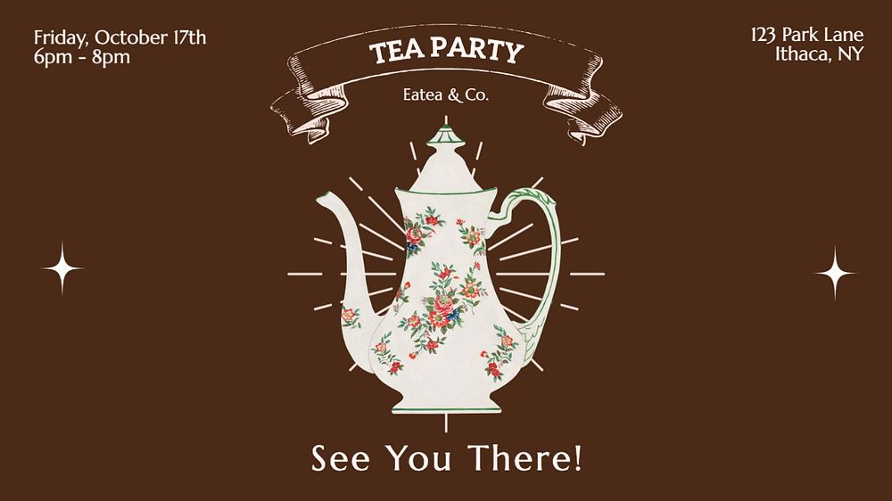 Tea party invitation  blog banner template, editable text