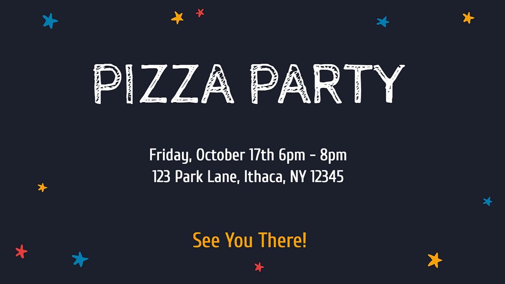 Pizza party invitation blog banner template, editable text