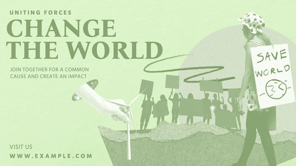 Change the world blog banner template, editable text