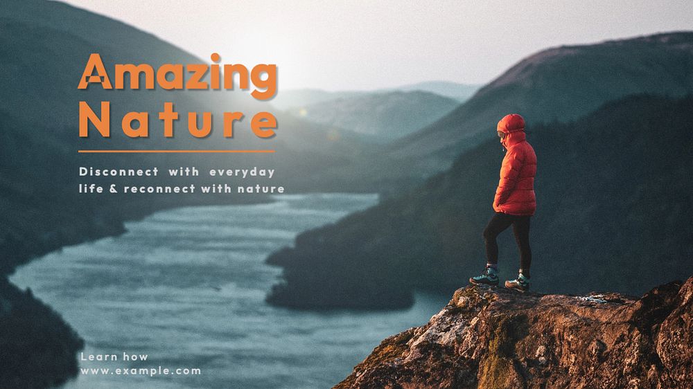 Amazing nature blog banner template, editable text