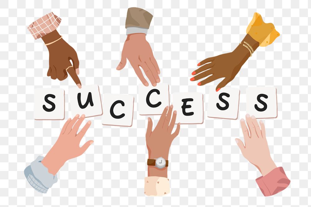 Success png, diverse hands editable remix