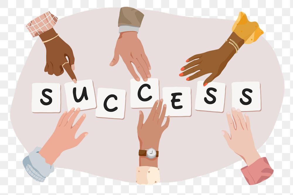 Success png, diverse hands editable remix