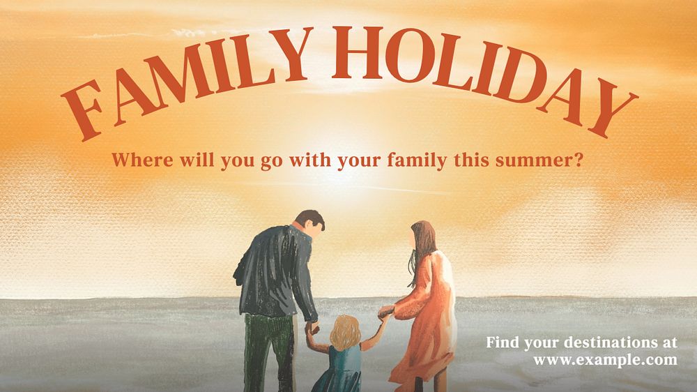 Family holiday blog banner template, editable text