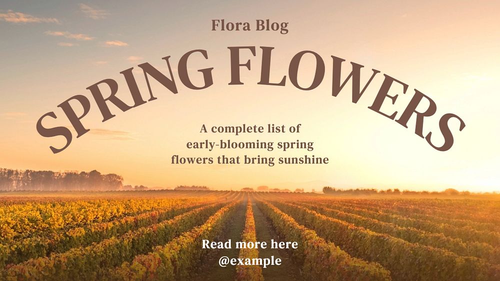 Spring flowers blog banner template, editable text