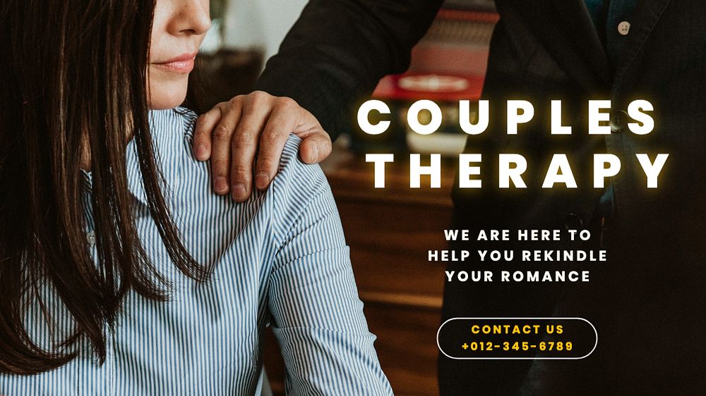 Couple therapy blog banner template, editable text