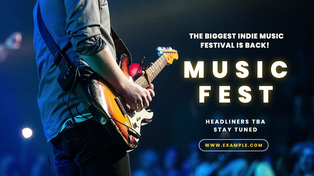 Music festival blog banner template, editable text